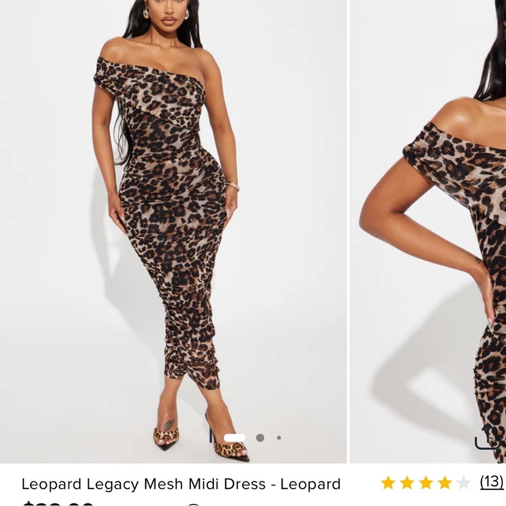 Cheetah off shoulder dress